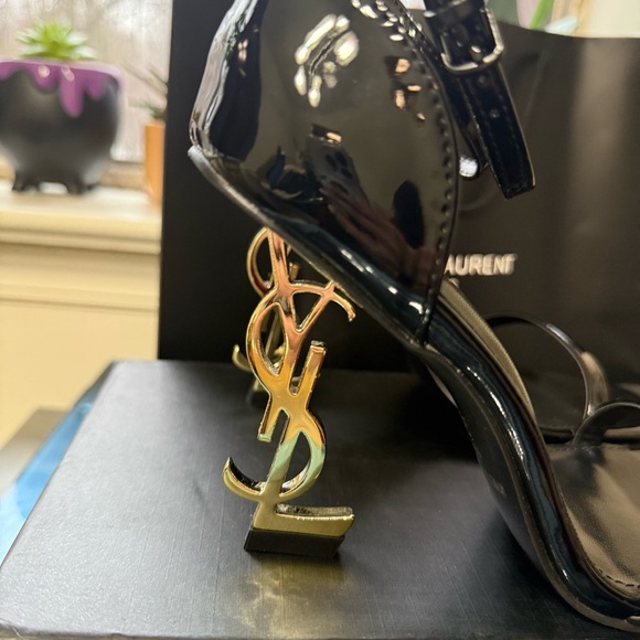 Saint Laurent YSL Patent Leather High Heels Black Elegant - Picture 3 of 16